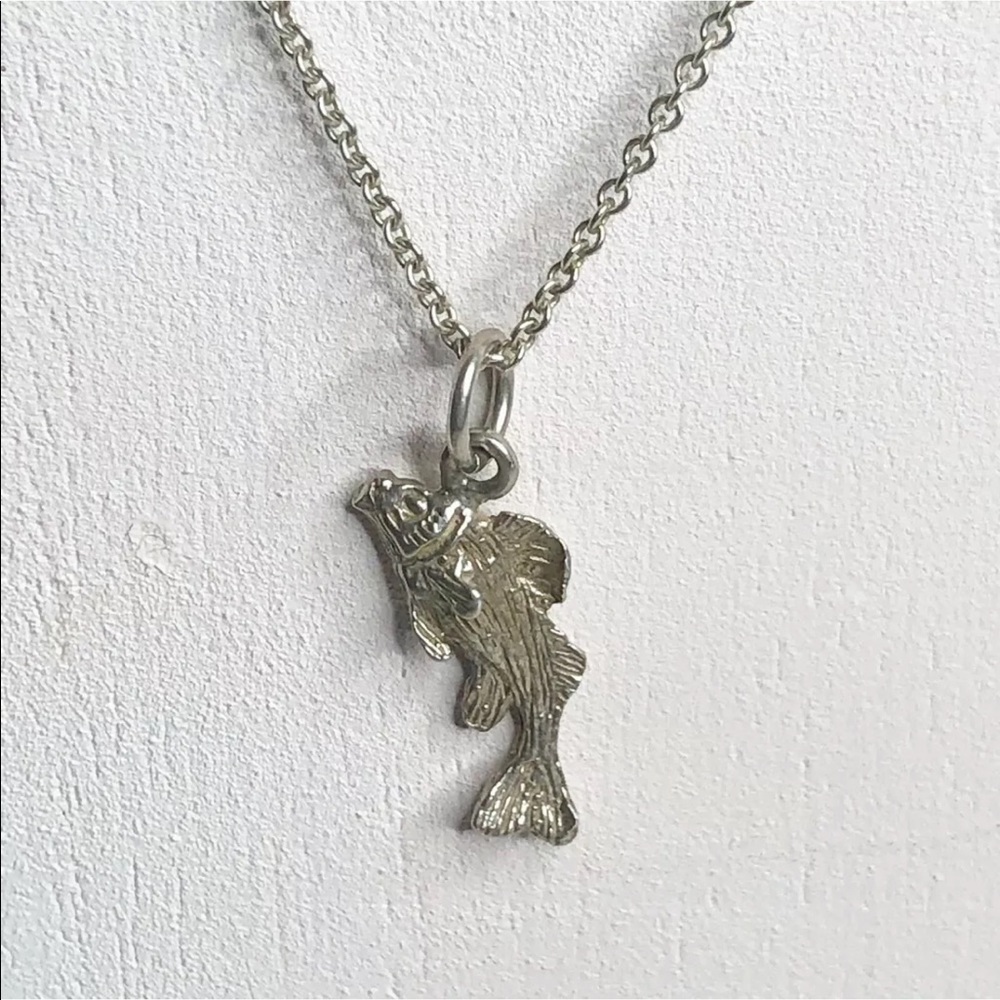 Sterling Silver Fish Pendant Necklace Fishing